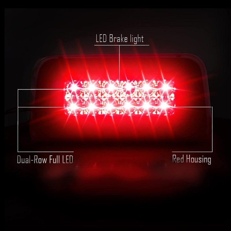 BASIKER Third Brake Light fit for 1994-2004 Chevy s10 S-10 GMC Sonoma Regular Cab or Crew Cab 3rd Tail Lights Red Housing Red light - Image 4